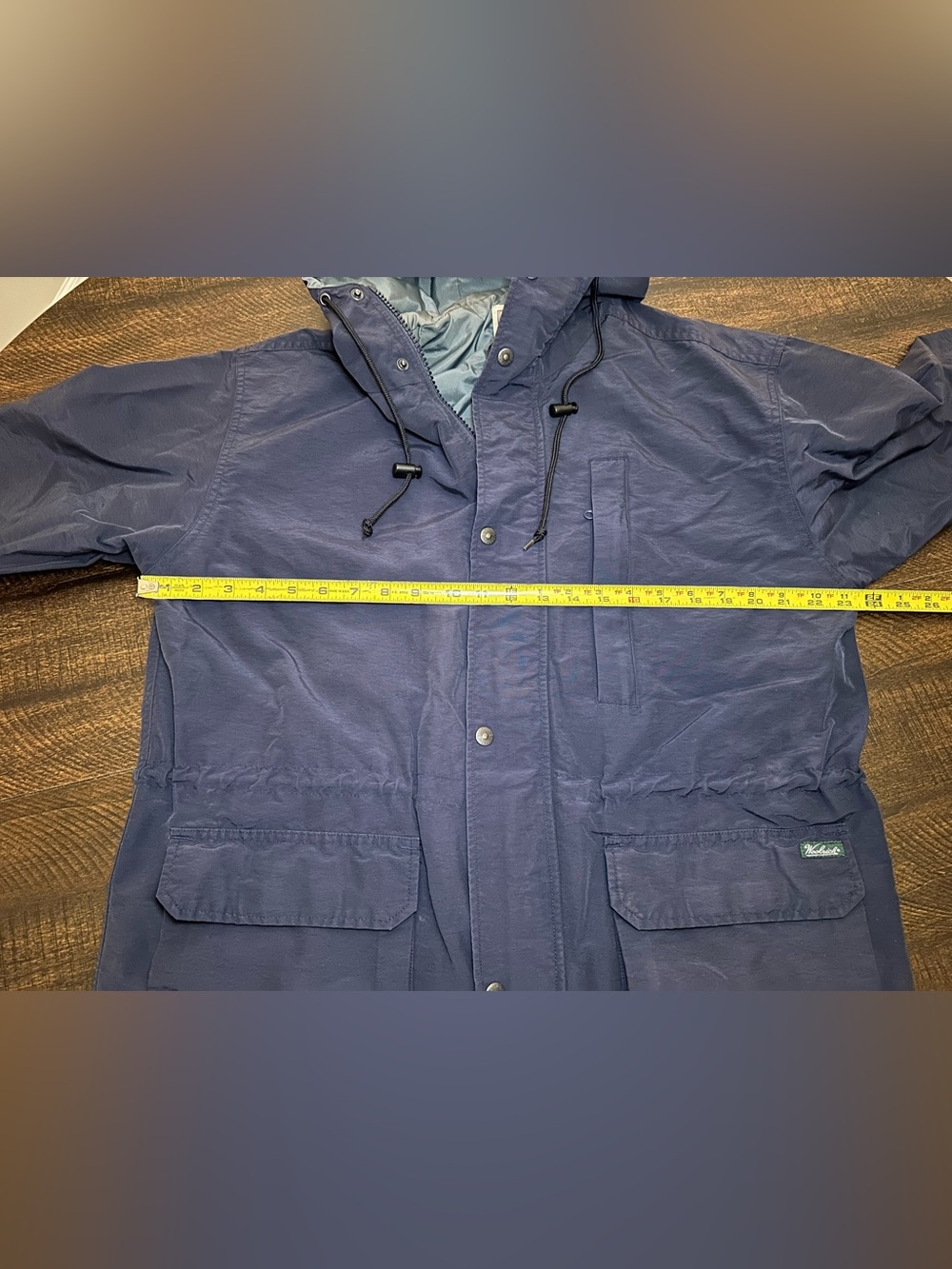 VTG Woolrich Men's Nylon Solid Blue Coat Full Zip Jacket-Large - Picture 9 of 14